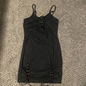 SHEIN Black Lace-Up Mini Dress